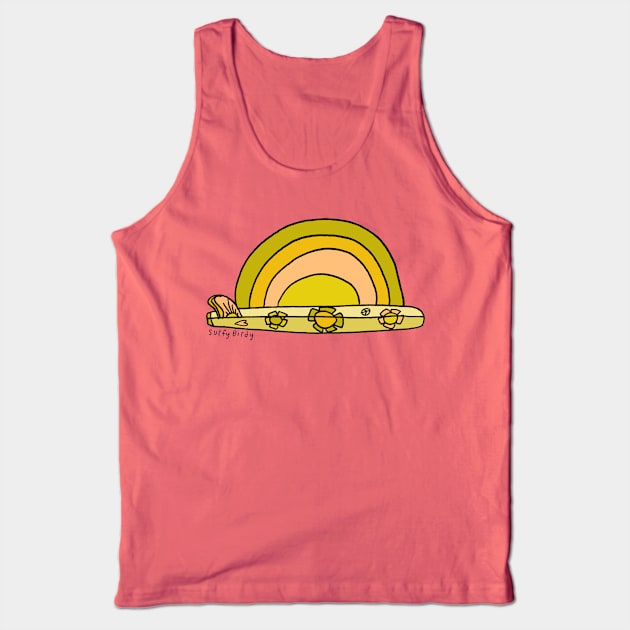 Single Fin Longboard Radiating Good Vibes Tank Top by surfybirdy